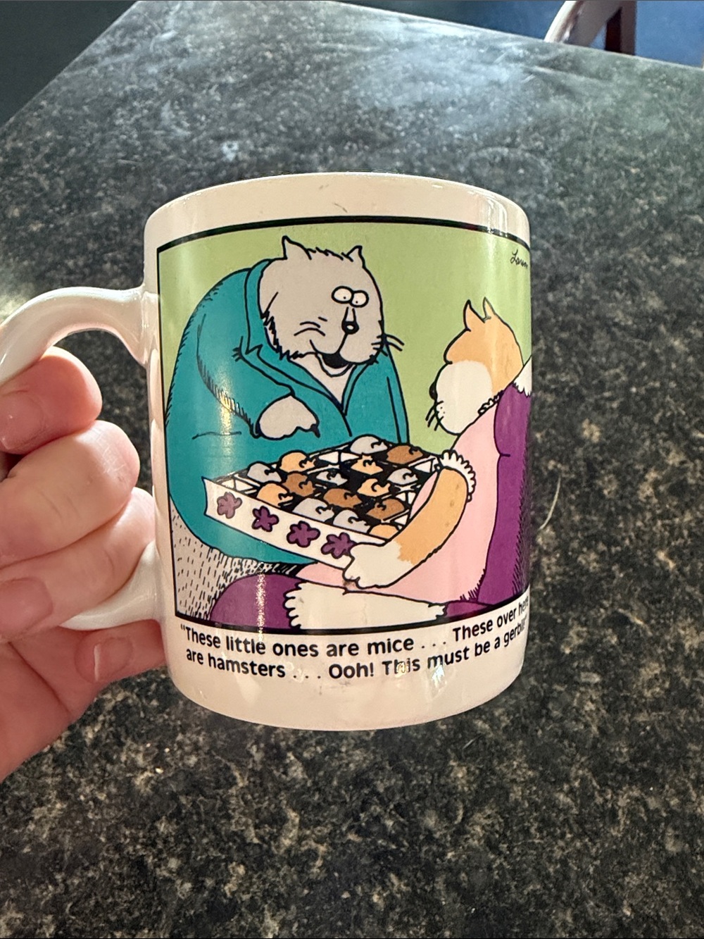 Cartoon Cat Ceramic Coffee Mug - Green Accent